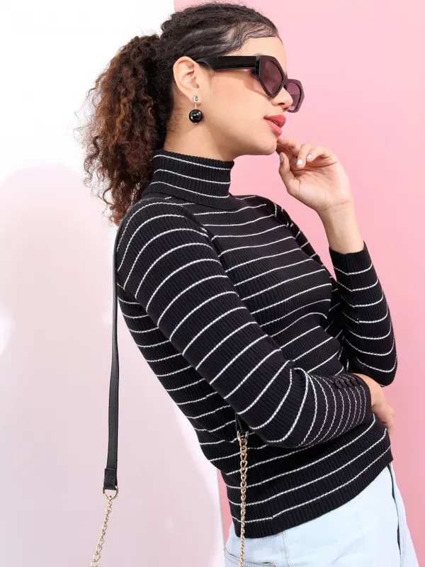  Tokyo Talkies Women Black Turtle Neck Sweaters