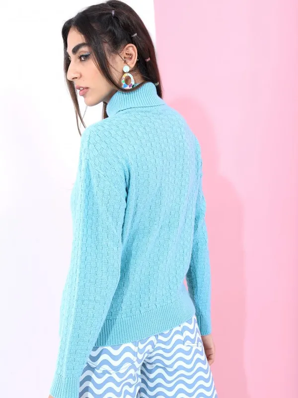  Tokyo Talkies Women Blue Turtle Neck Sweaters