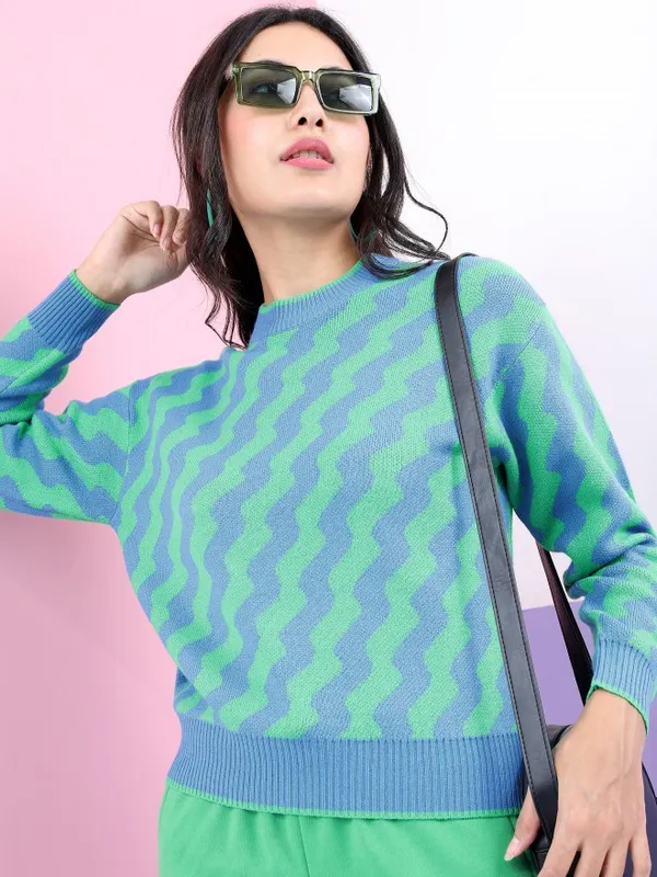  Tokyo Talkies Women Green Round Neck Sweaters