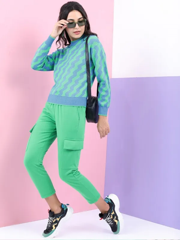  Tokyo Talkies Women Green Round Neck Sweaters