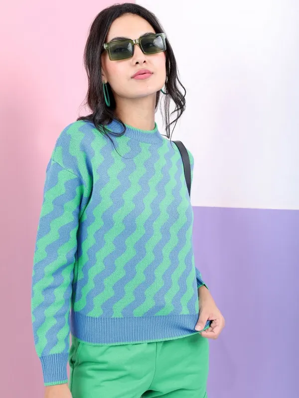  Tokyo Talkies Women Green Round Neck Sweaters