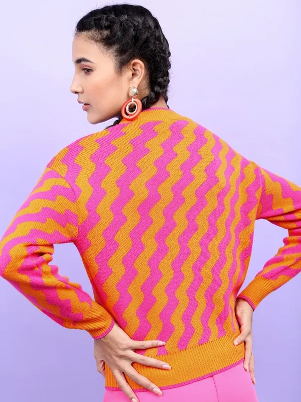  Tokyo Talkies Women Orange Round Neck Sweaters