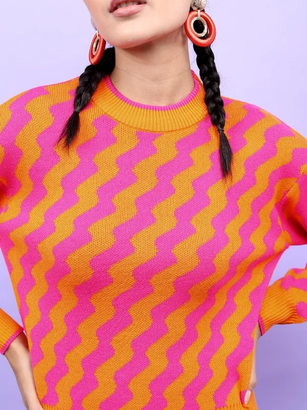  Tokyo Talkies Women Orange Round Neck Sweaters