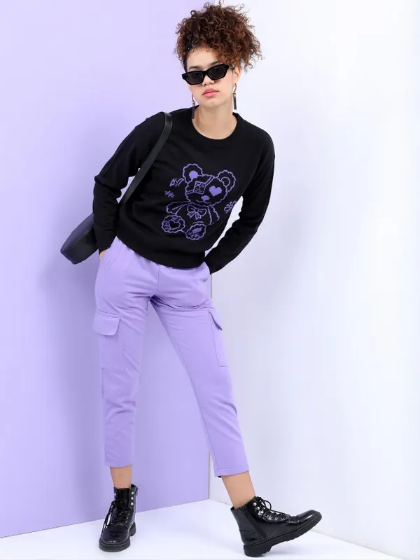  Tokyo Talkies Women Black Round Neck Sweaters