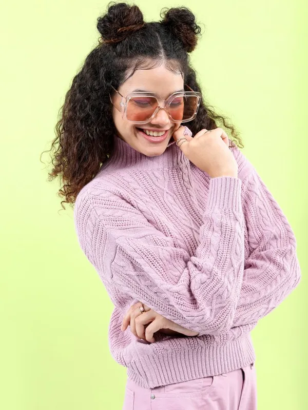  Tokyo Talkies Women Pink Round Neck Sweaters