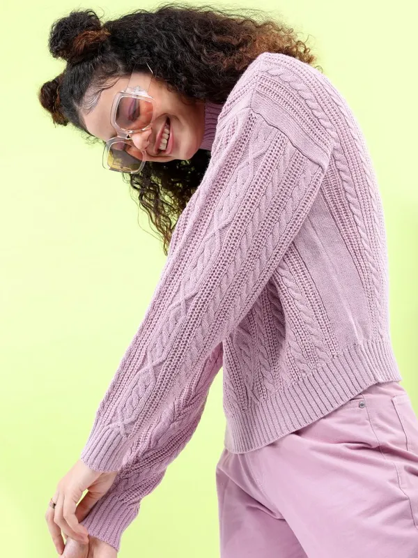  Tokyo Talkies Women Pink Round Neck Sweaters