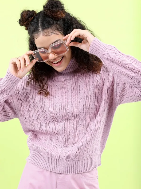  Tokyo Talkies Women Pink Round Neck Sweaters