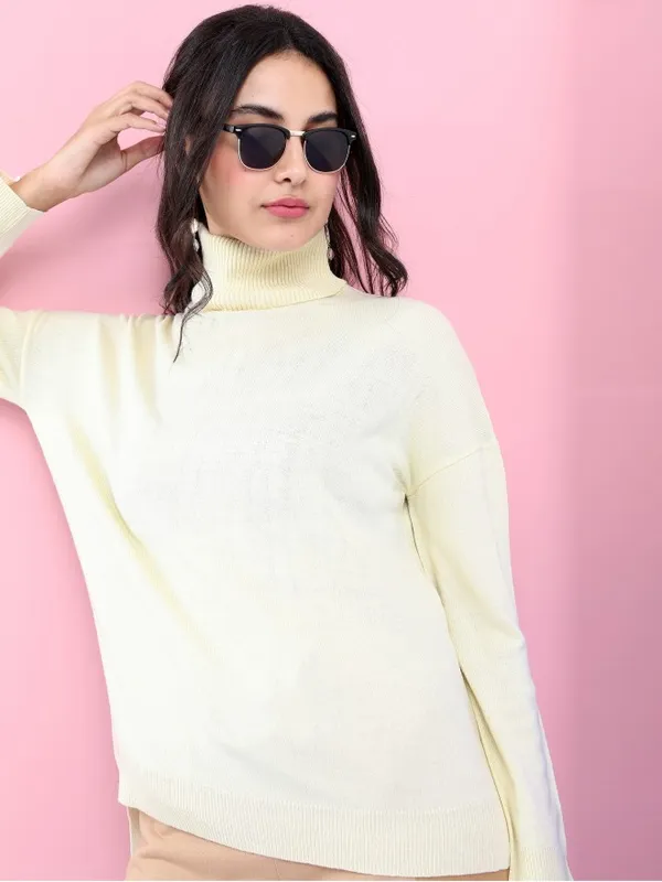  Tokyo Talkies Women Beige Turtle Neck Sweaters