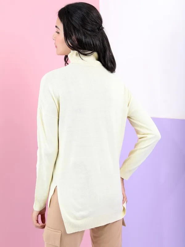  Tokyo Talkies Women Beige Turtle Neck Sweaters