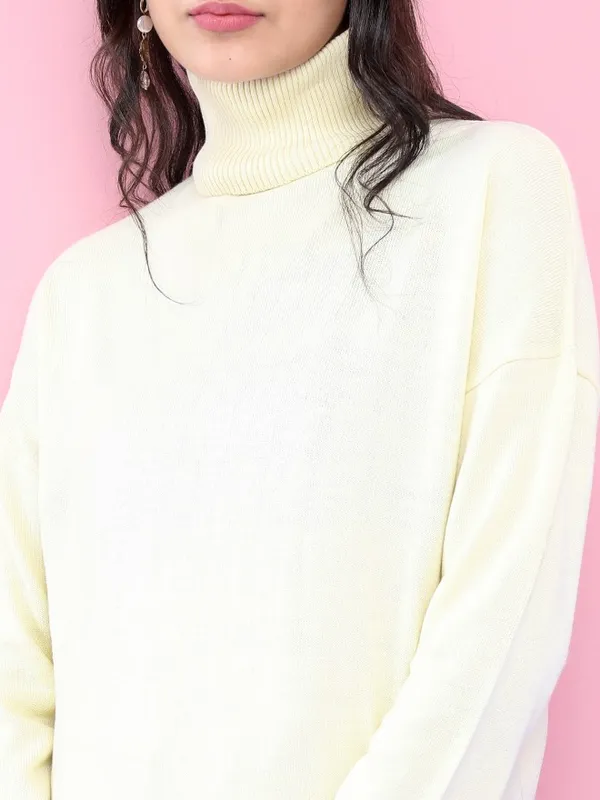  Tokyo Talkies Women Beige Turtle Neck Sweaters