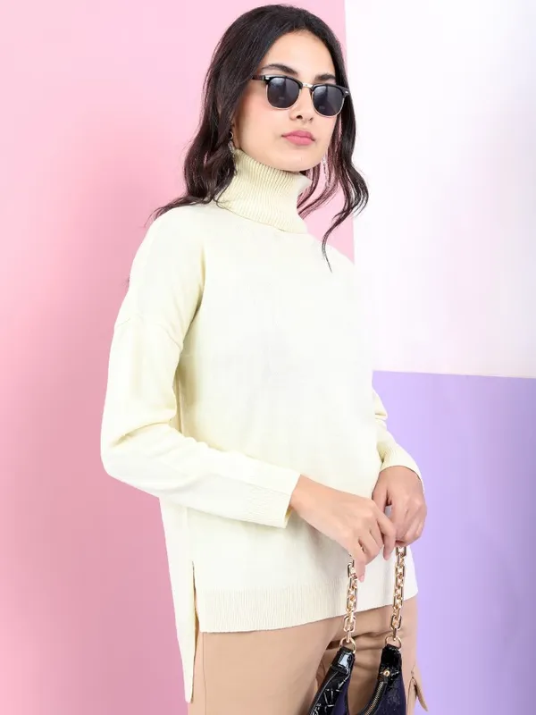  Tokyo Talkies Women Beige Turtle Neck Sweaters