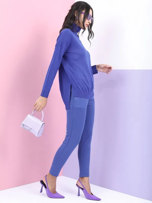  Tokyo Talkies Women Blue Turtle Neck Sweaters