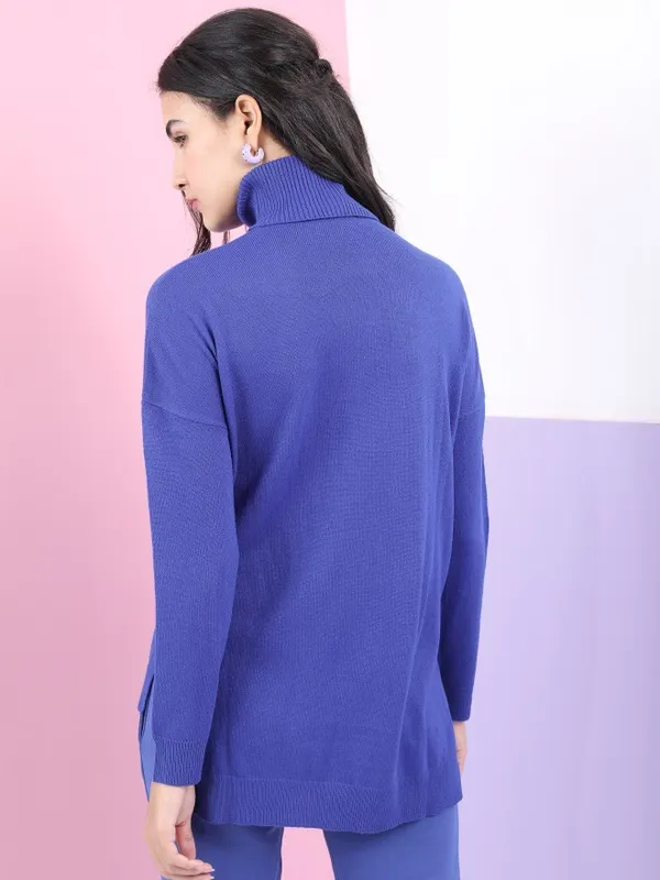  Tokyo Talkies Women Blue Turtle Neck Sweaters