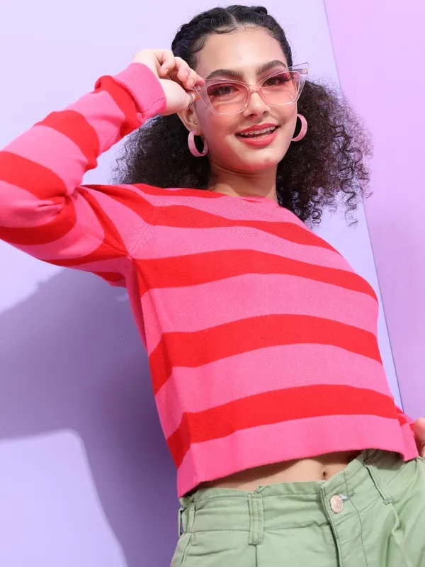  Tokyo Talkies Women Pink Round Neck Sweaters