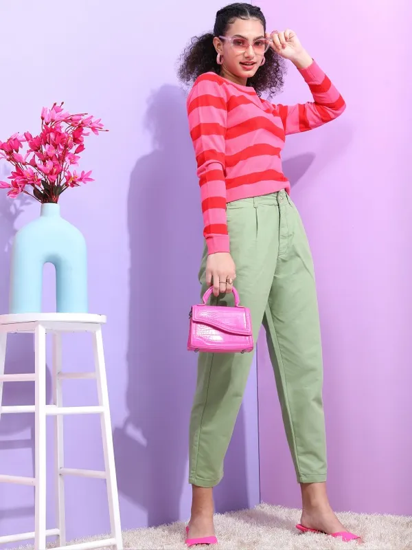  Tokyo Talkies Women Pink Round Neck Sweaters