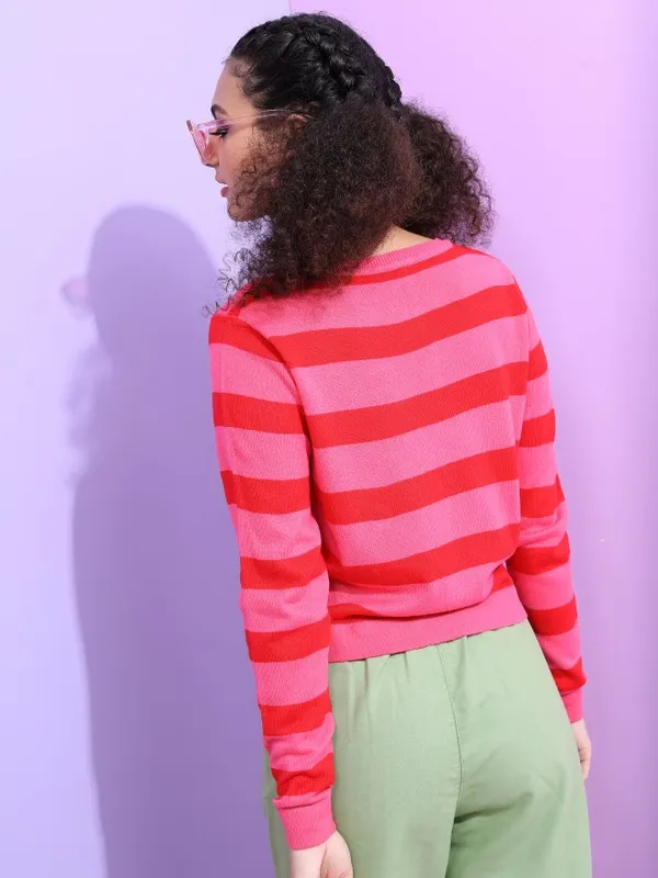  Tokyo Talkies Women Pink Round Neck Sweaters