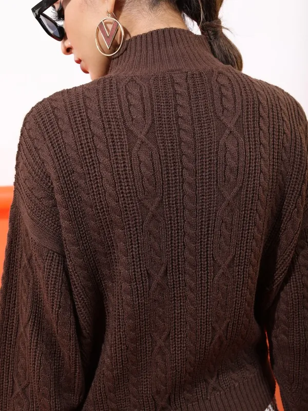  Tokyo Talkies Women Brown High Neck Sweaters