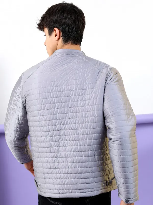  Highlander Men Grey Solid Puffer Jacket Jackets