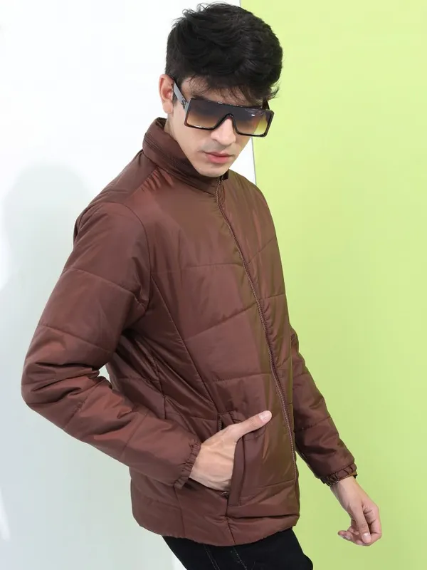 Highlander Men Brown Solid Puffer Jacket