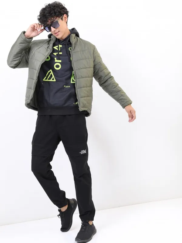 Highlander Men Olive Solid Puffer Jacket