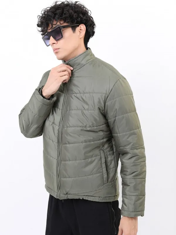 Highlander Men Olive Solid Puffer Jacket