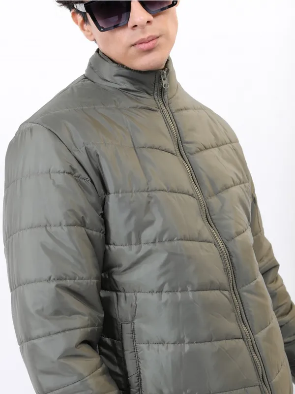 Highlander Men Olive Solid Puffer Jacket
