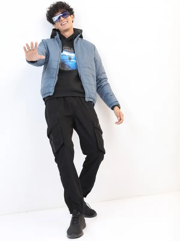 Ketch Men Blue Solid Puffer Jacket