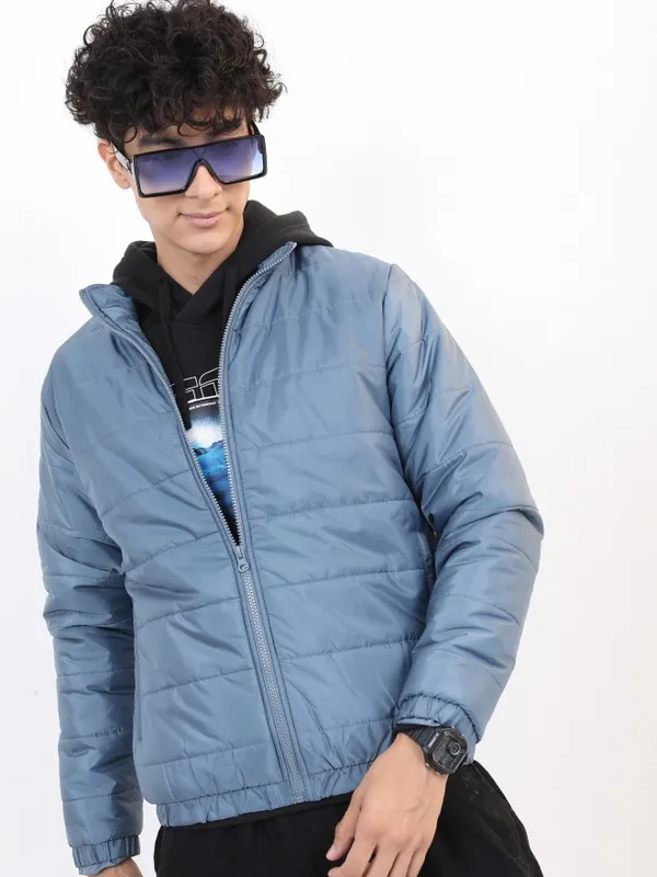 Ketch Men Blue Solid Puffer Jacket