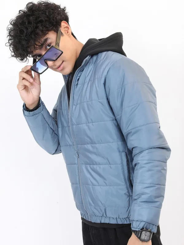Ketch Men Blue Solid Puffer Jacket