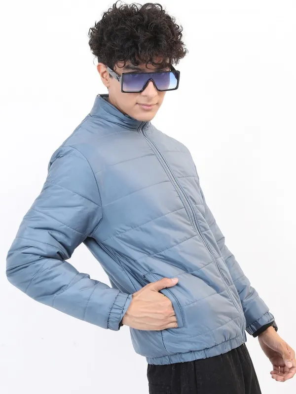 Ketch Men Blue Solid Puffer Jacket