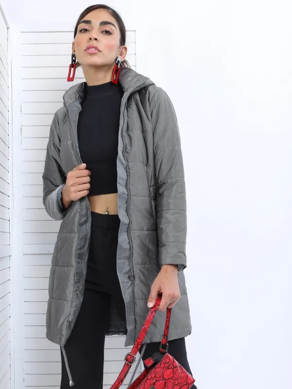  Tokyo Talkies Women Silver Puffer Jacket Jackets