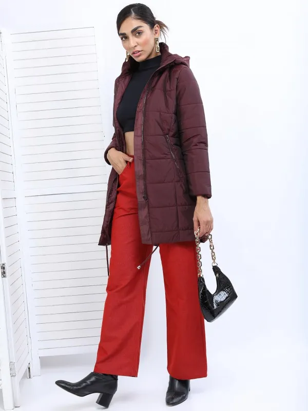  Tokyo Talkies Women Burgundy Puffer Jacket Jackets