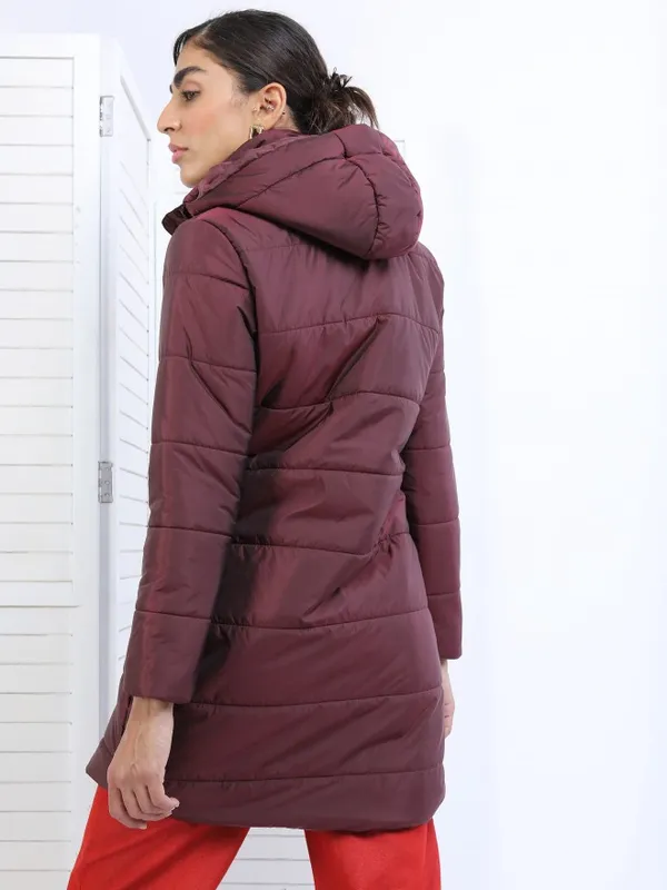  Tokyo Talkies Women Burgundy Puffer Jacket Jackets