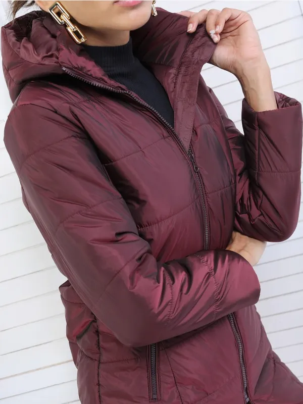  Tokyo Talkies Women Burgundy Puffer Jacket Jackets