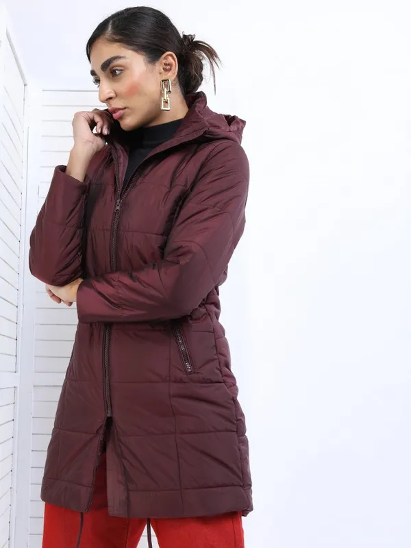  Tokyo Talkies Women Burgundy Puffer Jacket Jackets