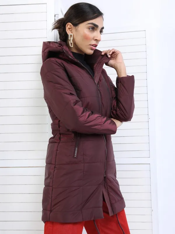  Tokyo Talkies Women Burgundy Puffer Jacket Jackets