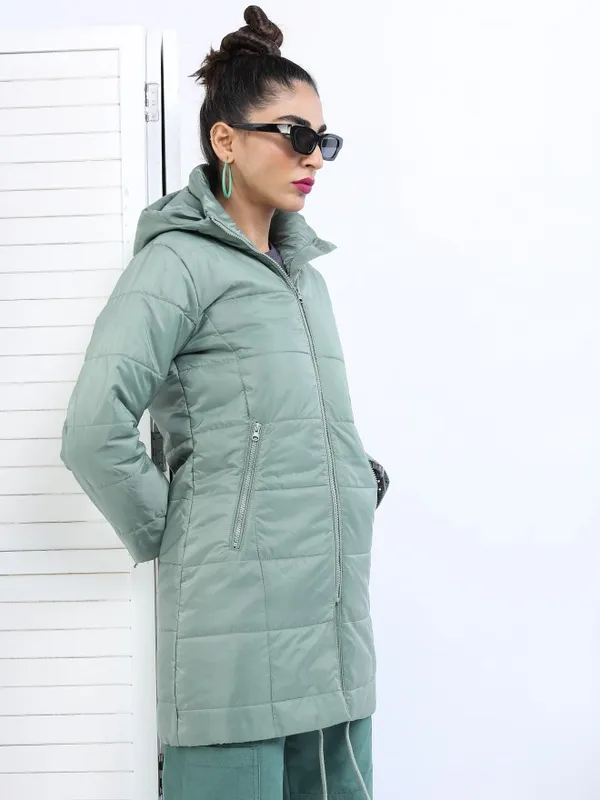  Tokyo Talkies Women Green Puffer Jacket Jackets