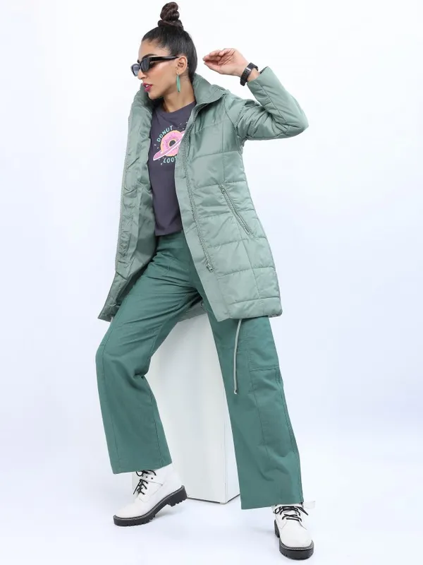  Tokyo Talkies Women Green Puffer Jacket Jackets