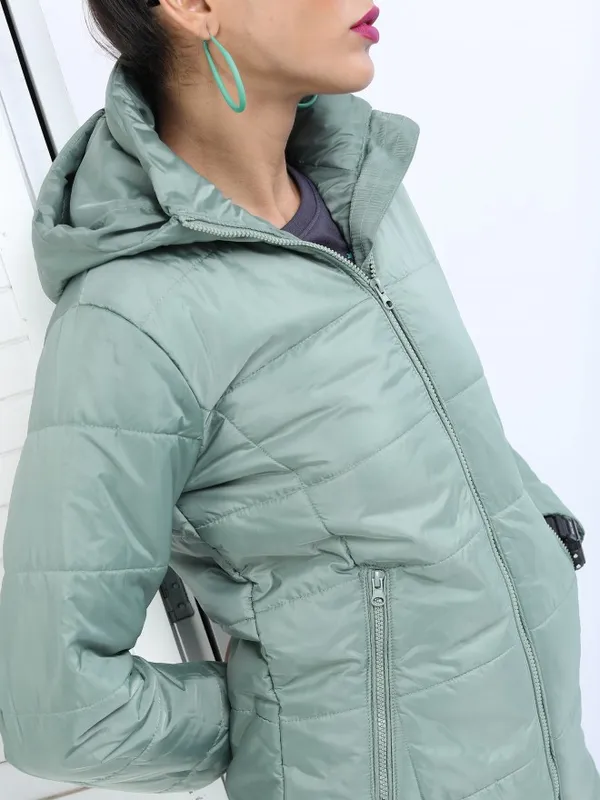  Tokyo Talkies Women Green Puffer Jacket Jackets