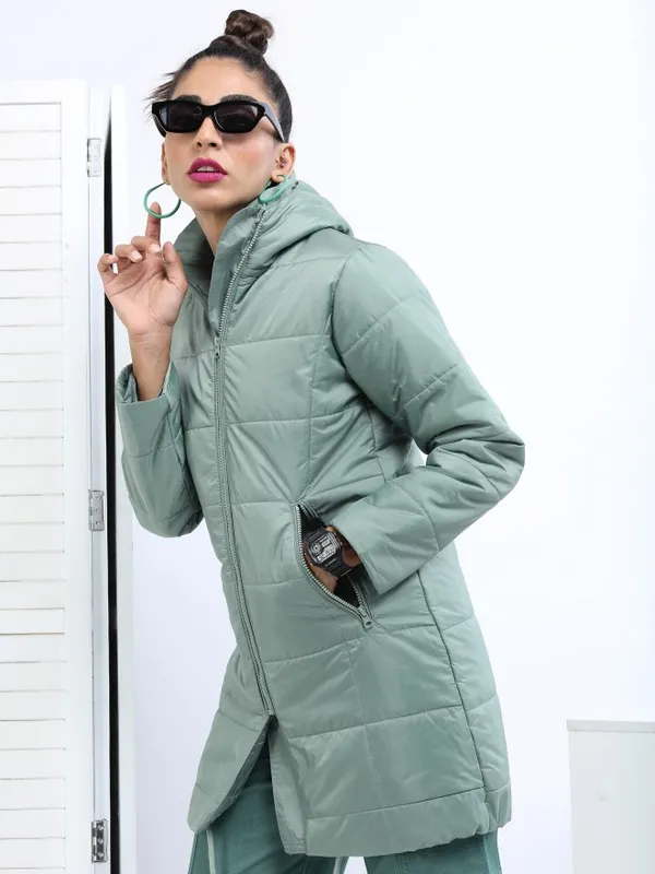  Tokyo Talkies Women Green Puffer Jacket Jackets