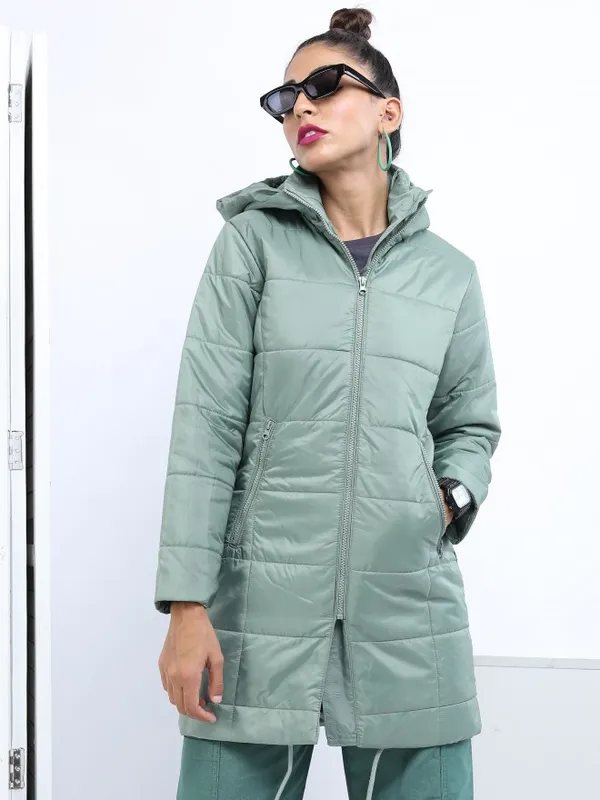  Tokyo Talkies Women Green Puffer Jacket Jackets