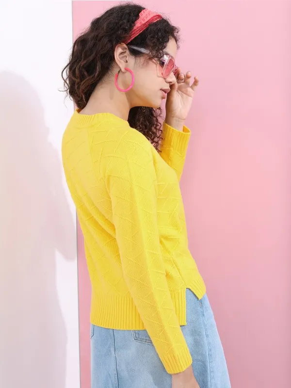  Tokyo Talkies Women Yellow Round Neck Sweaters