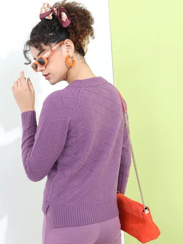  Tokyo Talkies Women Mauve Round Neck Sweaters