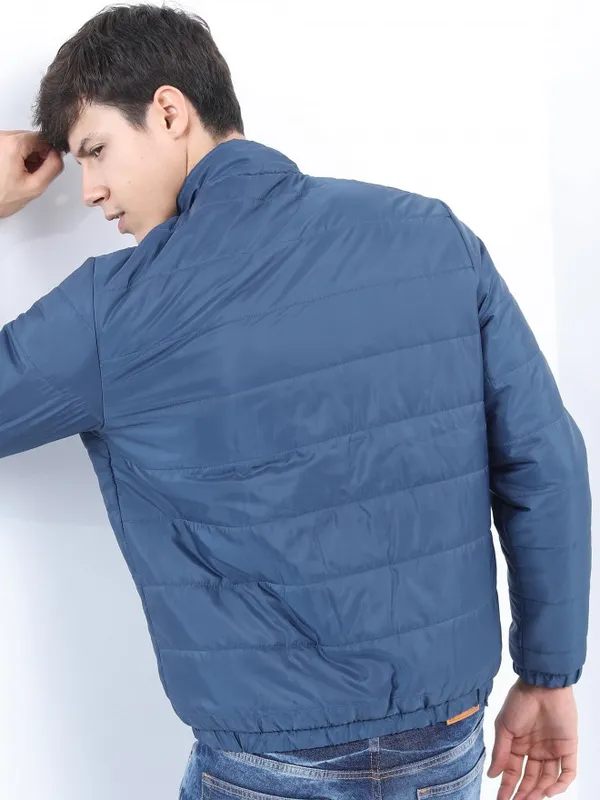 Ketch Men Navy Blue Solid Puffer Jacket