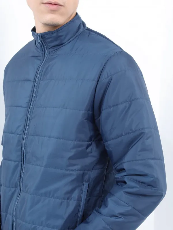 Ketch Men Navy Blue Solid Puffer Jacket