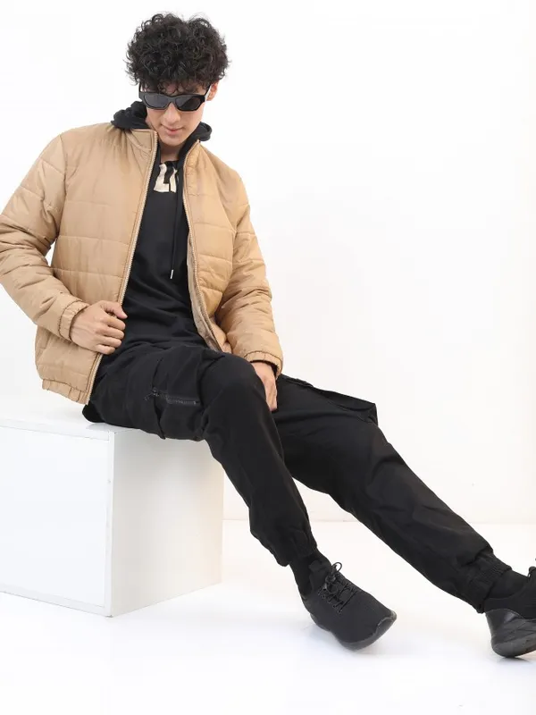 Ketch Men Brown Solid Puffer Jacket