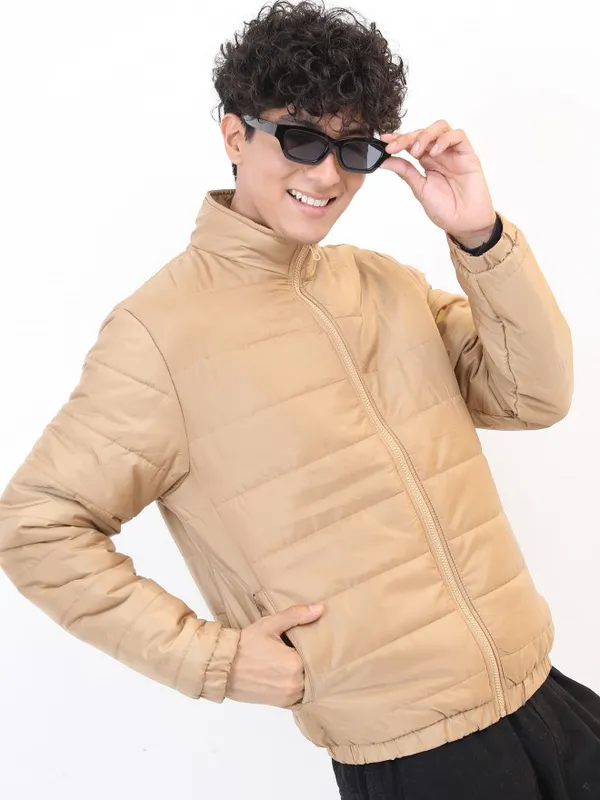 Ketch Men Brown Solid Puffer Jacket