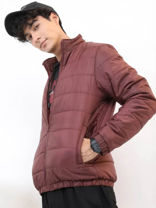 Ketch Men Red Solid Puffer Jacket
