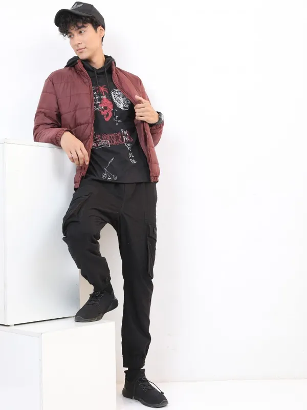 Ketch Men Red Solid Puffer Jacket