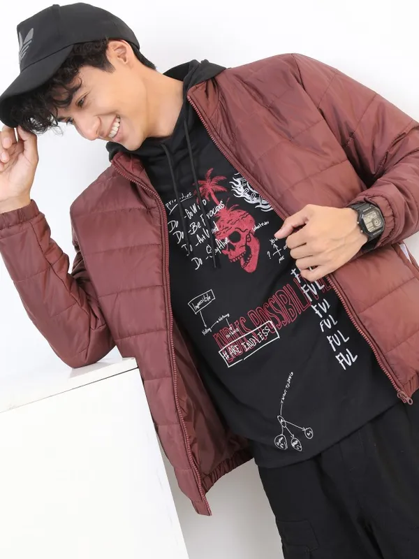 Ketch Men Red Solid Puffer Jacket